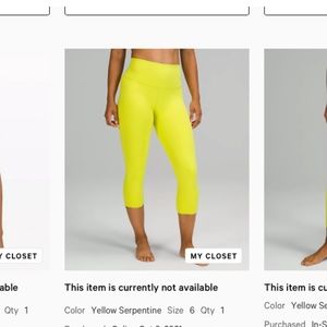 Lululemon Align Hi-Rise Crop 21" Yellow Serpentine Size 6